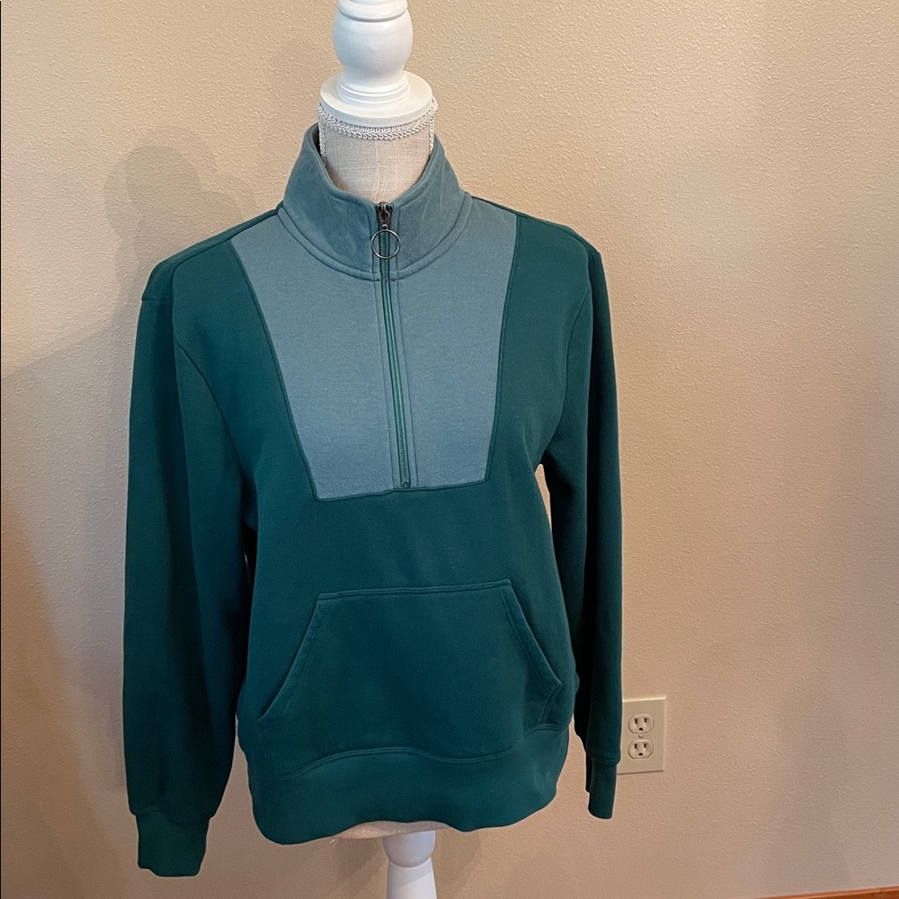 WOMENS Ideology 1/2 Zip Sweatshirt Pullover, size small, green